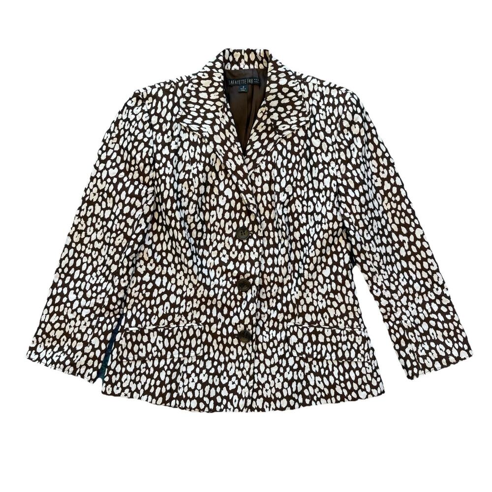Lafayette 148 Giraffe Animal Print Blazer Womens 8 Professional Office Mature